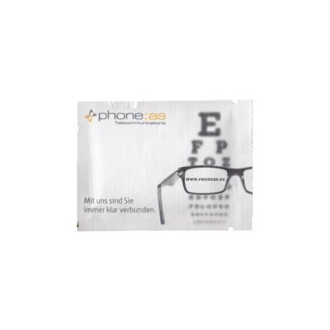 Brillenputztuch in Krfat Sachet mit Logo