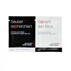 Brillenputztuch duo mit nasse und trockene tuch mit logo bedrucken