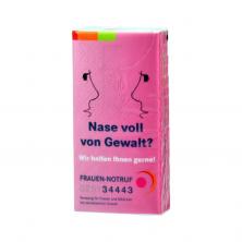 Bedruckte Papiertaschentücher fur Werbekampagne Frauennotruf Münster